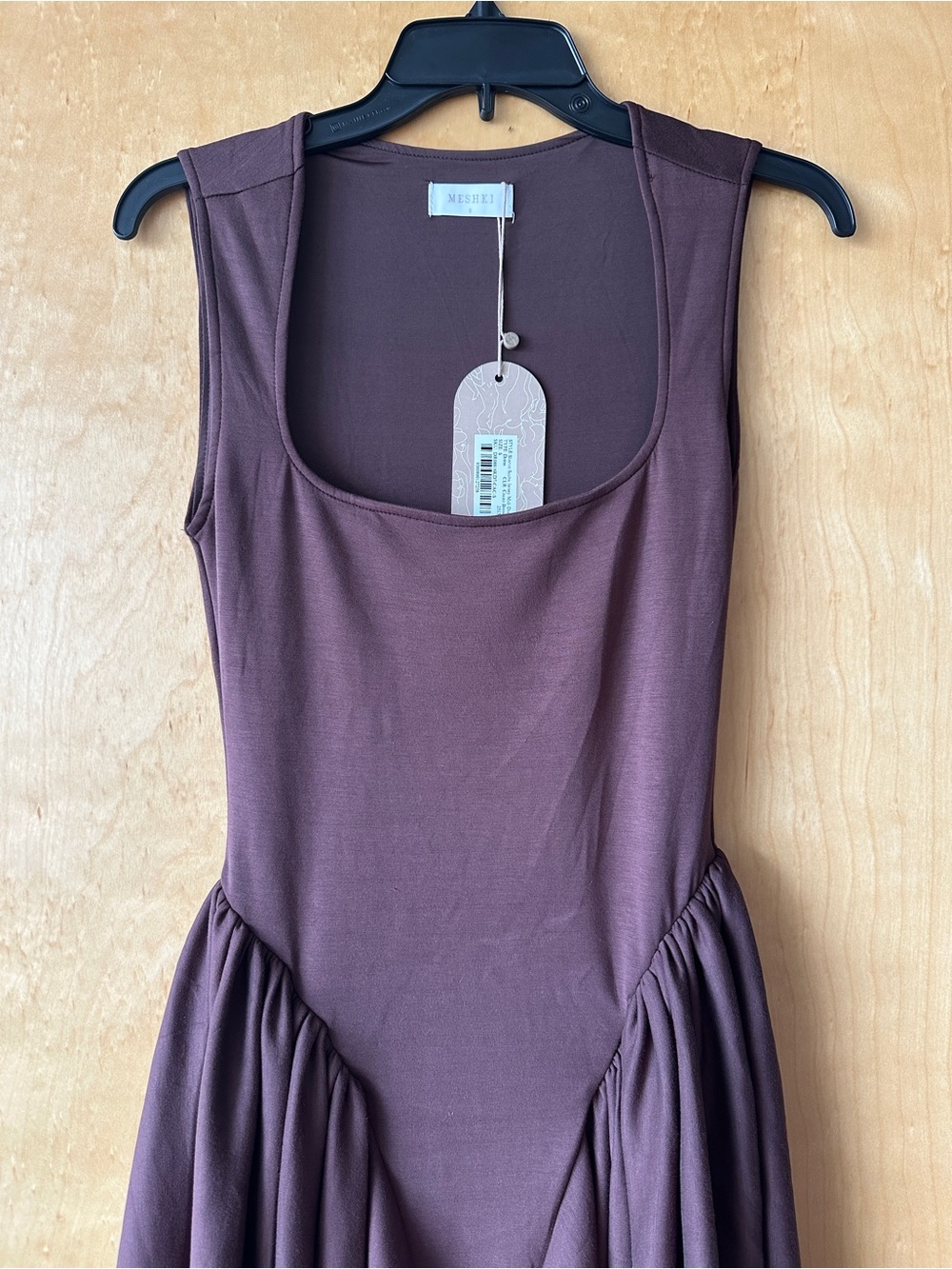 Meshki Sharon Scuba Jersey Midi Dress Cacao Brown, S - NWT - Picture 4 of 6